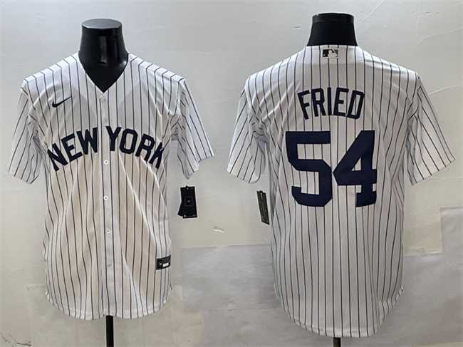 Mens New York Yankees #54 Max Fried White Cool Base Stitched Jersey